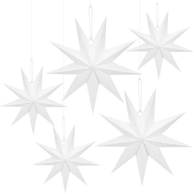 Produktbild von Papierne Weihnachtsstern-Set, bestehend aus 5 Stück, zur Dekoration