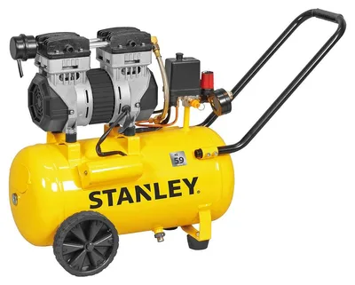 Produktbild von Stanley Silent Air Kompressor - Ölfrei - Tragbar - 24 Liter Tank - 8 bar - 1000 W - 230 V - Schallpegel 59 dB - CE-Kennzeichnung - Stahl - 615 x 295 x 625 mm - Gelb/Schwarz