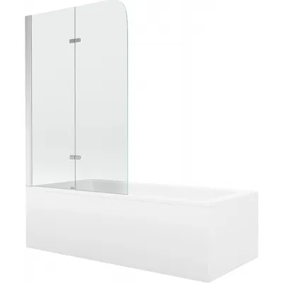 Obrázek produktu pro Mexen Cubik obdélníková vana 170 x 70 cm s pláštěm a 2-křídlovou zástěnou 80 cm, Průhledné, Chromovaná - 550317070X9008020100