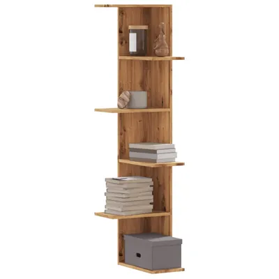 Image de Maison Exclusive - Étagère d'angle murale Chêne Artisan 36,5x36,5x140 cm Matériau dérivé du bois