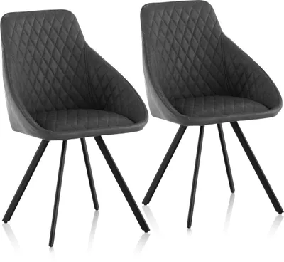 Image de Chaise de salle à manger CLIPOP, lot de 2 chaises de cuisine ergonomiques, assise en similicuir,Gris