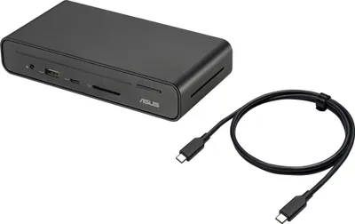 Produktbild von ASUS Triple Display USB-C Dock Duo DC301, Kabelgebunden, 90 W, 1000 Mbit/s, Schwarz, SD, 10 Gbit/s