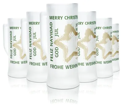 Produktbild von 6x Mohaba Glühwein Glas 0,2l Krug Thermoglas Henkelglas Satiniert Punschgläser