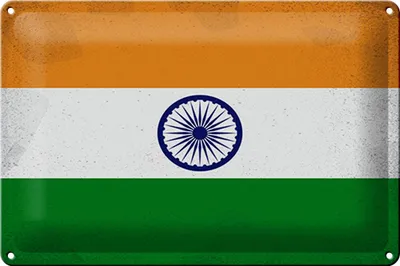 Produktbild von Blechschild Flagge Indien 30x20cm Flag of India Vintage