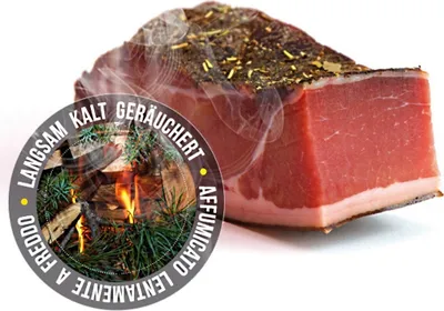 Immagine prodotto di Speck originale della Val Sarentino Herzstück L. Moser circa 0,40 kg.