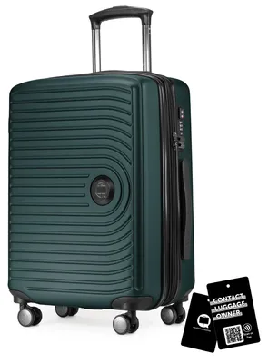 Produktbild von Mitte - Handgepäck-Koffer + digitaler Gepäckanhänger Kofferschild, Kabinentrolley XL-Erweiterung Bordgepäck Hardcase Handkoffer Flugzeug Carry-On 55 L TSA,Waldgrün