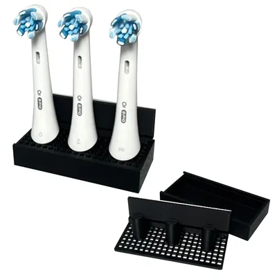 Produktbild von Aufsteckbürstenhalter für Oral-B iO - 3 Halter - Schwarz - Ohne Bohren