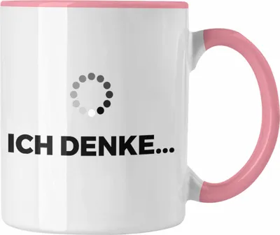 Produktbild von Trendation - Lustige Tasse mit Spruch Ich Denke Kaffeetasse mit Spürchen Büro Arbeit Kollege Geschenk (Rosa)