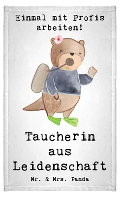 Produktbild von Mr. & Mrs. Panda Handtuch Taucherin Leidenschaft - Weiß - Geschenk, Mini-Handtuch, Klein, Gästehandtuch 30x50, Frotteetuch, Kleines