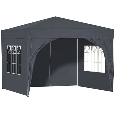 Produktbild von Pavillon 3x3m Faltpavillon inkl. Tasche mit 4 Seitenwänden 4 Sandsäcke Wasserdicht UV-Schutz 50+ Pop-Up Gartenpavillon Gartenzelt Partyzelt Grau