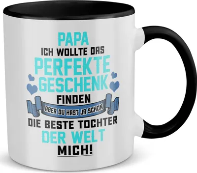 Produktbild von 22Feels Papa Geschenk von Tochter Vatertag Vater Tasse Geburtstag Weihnachten Kaffeetasse Männer Haferl (Weiss-Schwarz)