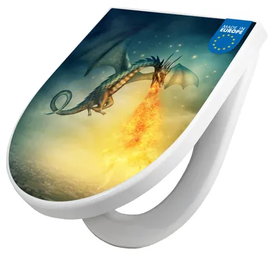 Produktbild von WC Sitz mit Absenkautomatik D Form Motiv Drachen [TDW3 10527]