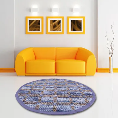 Produktbild von Teppich Läufer Matte Unterlage Vorleger Fußabtreter (90cm Rund / Jeans Square)