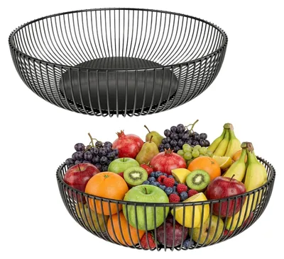 Obstschale aus Metall, 2 Stück, schwarz, 28 cm, dekorativ