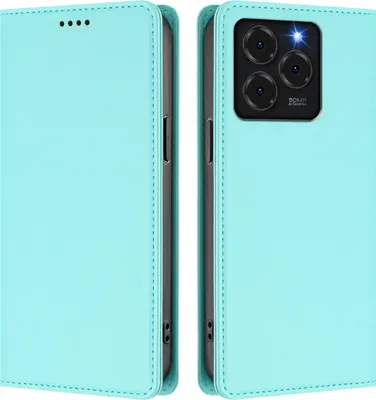 Produktbild von Handyhülle für Ulefone Note 20 Pro, Kunstleder Klapphülle Stoßfeste Magnetische Hülle mit Ständer Türkis