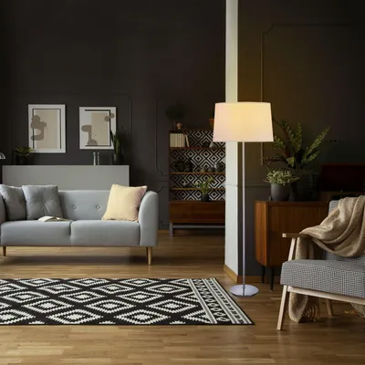 Image de Lampadaire avec abat-jour en tissu