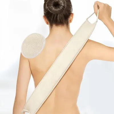 Produktbild von Natürliche Luffa-Schwämme: Peeling-Handschuh für den Körper und Küchenschwamm aus Luffa – 100 % natürliche Luffa und Frottee – 1 Stück + 1 Rückenpeeling-Handschuh