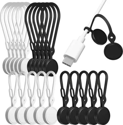 Produktbild von Silikonische Kabelbinder für Kabelmanagement - 185 mm - 20 Stück schwarz und weiß