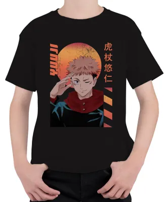 Obrázok produktu pre Jujutsu Kaisen Itadori Yuji winking Anime Gift Retro Uni detské tričko, čierna, 152