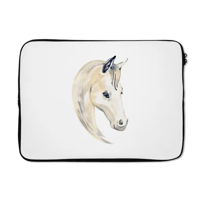 Produktbild von MuchoWow® Laptop Hülle 14 ZollPferd - Aquarell - Weiß - Mädchen - Kinder - Mädchen Laptoptasche - Laptoptasche - Stoßsicher - Schutzhaube