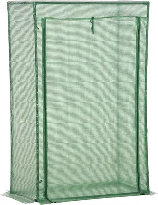 Produktbild von Gewächshaus Treibhaus mit aufrollbarer Tür 100x50x150cm aus Stahl und Kunststoff in Grün für Pflanzenpflege und Anzucht