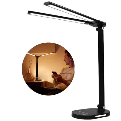 Produktbild von Schreibtischlampen, LED-Schreibtischlampen für das Home Office, 14 W helle LED-Schreibtischlampe mit Doppelschwenkarm und USB-Plug-In-Stil