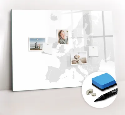 Produktbild von Magnetpinnwand Memoboard - Zubehörsatz - Schwarzer Marker + Schwamm + Magnete - 100 x 70 cm - Europakarte