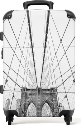 Produktbild von NoBoringSuitcases.com® Großer Koffer - Brooklyn Bridge - Brücke - Architektur - Gebäude - Kombinationsschloss TSA - Hartschalen Trolley 4 Rollen - 72 liter - Reisekoffer - 66 cmKoffer Mittelgroß 67x43x25 cm, 72L,