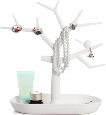 Produktbild von Korbi | Schmuckständer Baum - Weiß - Platzsparend - Stilvolles Design für Ohrringe und Armbänder