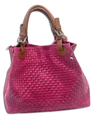 Produktbild von Tasche pink braun Florence Handtasche Leder geprägtes Flechtmuster OTF164P