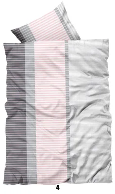 Produktbild von Mikrofaser Bettwäsche 135 x 200 cm 4 teilige / 2 teilige Garnitur Bettbezüge Set, Größe:2 teilig 135x200 cm, Farbe:4 Gestreift Rosa Grau Weiß