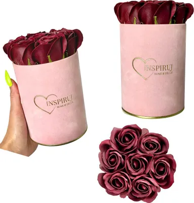 Produktbild von Flowerbox Inspiruj - Rosa Box mit Seifenrosen - Nr. 20 Burgundy