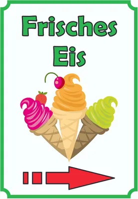 Produktbild von Frisches Eis Schild Hochkant mit Pfeil rechts A2 Rückseite selbstklebend