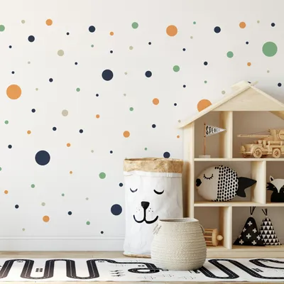 Obrázok produktu pre Muralo nástenné tetovanie nálepka na stenu dekorácia na stenu farebné polka dots vzor nálepka 60x30cm