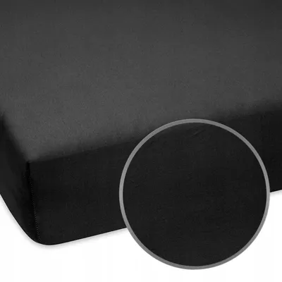 Produktbild von Designpremium Jersey Spannbettlaken Baumwolle Schwarz 200x200 cm