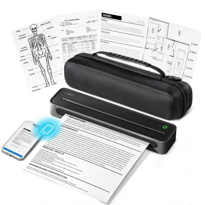 Productafbeelding van Mobiele thermische printer D90E A4, zonder inkt, met hoes, zwart