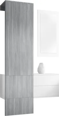 Produktbild von Vladon Garderobe Carlton Set 2,  Germany, Garderobenset bestehend aus 1 Garderobenpaneel, 1 Schubkastenschrank und 1 Wandspiegel, Weiß matt/Avola-Anthrazit (105 x 193 x 35 cm)
