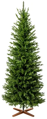Produktbild von FairyTrees Künstlicher Weihnachtsbaum 220cm Bayerische Tanne Slim 100% PE Premium 100% Spritzguss Christbaum, Künstlich, Slim Form, sehr dichte Zweige, Naturgetreu, Grün, in EU hergestellt, FT36
