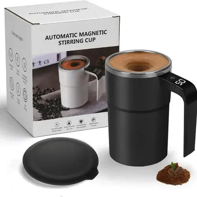 Produktbild von Selbstrührender Kaffeebecher 380 ml Elektrisch mit LED Temperaturanzeige Schwarz