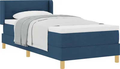 Obrázek produktu pro vidaXL Postel s matrací a čelem Modrá 190 x 90 cm Látka