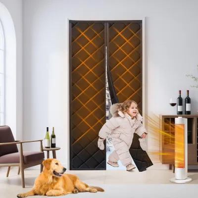 Imagen del producto de Cortina magnética aislante para puertas, 80 x 210 cm, impermeable y resistente al viento