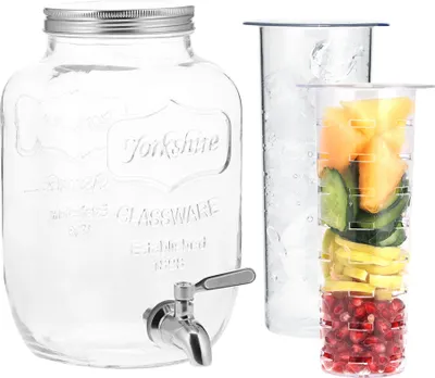 Produktbild von Navaris Wasserspender - 4L Getränkespender - Getränkespender Zapfhahn und Deckel - Wasser Spender Drink Dispenser - Saftspender - Getränkespender Glas