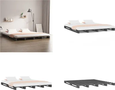 Produktbild von vidaXL Palettenbett Grau 120x200 cm Massivholz Kiefer - Palettenbett - Palettenbetten - Paletten Bett - Paletten Betten