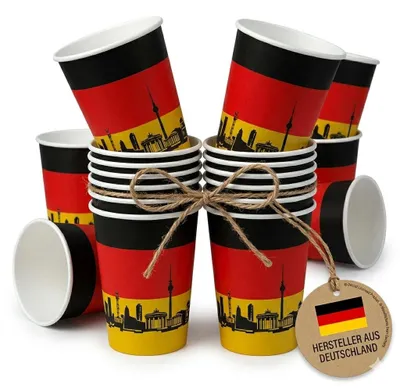 10 Papierbecher Deutschland-Motiv 200 ml für Feier & Geburtstag