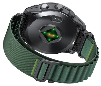 Produktbild von Nylon-Schnellwechselarmband für Garmin Fenix 7X/8X/8/7 Pro/6X/6/5X, Tactix 8/7/9, Forerunner 965/955, Enduro 3 - 22 mm - 160–245 mm - Edelstahl-Dornschließe - Grün
