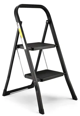 Klappbare 2-Stufen-Treppe, Stahl, 150 kg, rutschfest, 4,5 cm flach