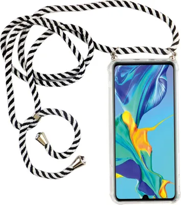 Produktbild von Handykette für Huawei P30 - Smartphone Necklace Hülle mit Band - Schnur mit Case zum umhängen in Schwarz