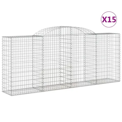 Produktbild von Gabionen mit Hochbogen 15 Stk 300x50x120/140cm Verzinktes Eisen