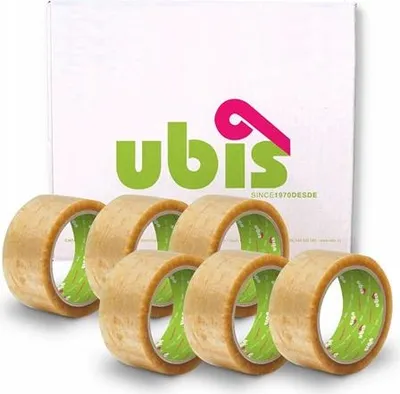 Zdjęcie produktu dla Taśma Pakowa Solvent kauczuk Transparentna UBIS 48mm/60yd - 6 szt