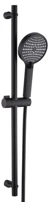 Duschstange 70 cm mit Duschkopf, 3 Strahlarten, verstellbar, schwarz